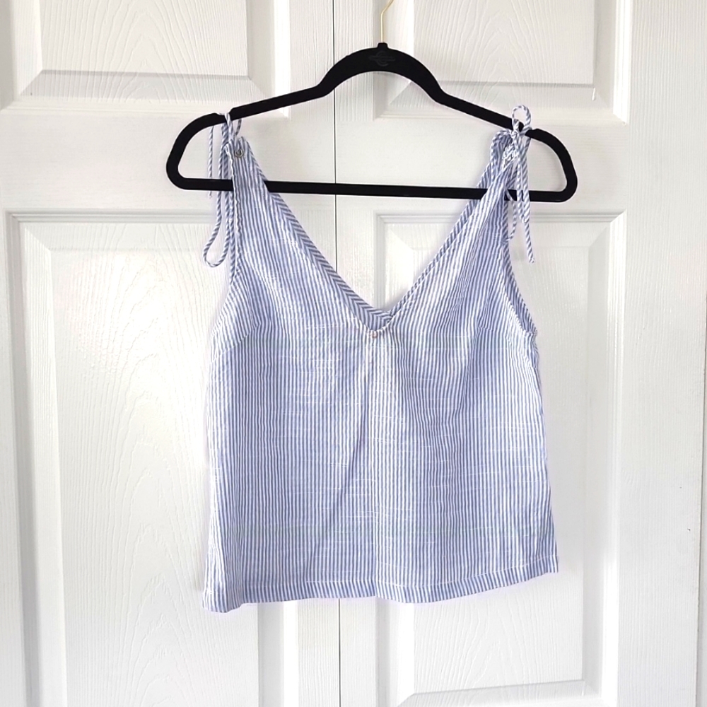 By The Way Stripped Blue/White Croptop